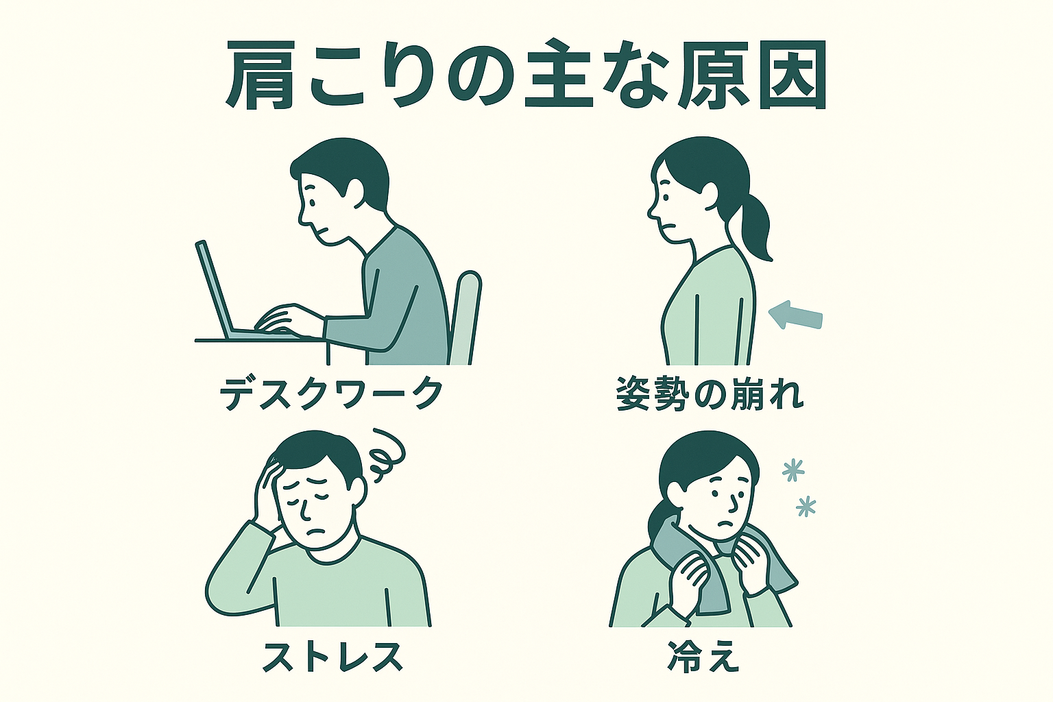 肩こりの主な原因(原因まとめ図