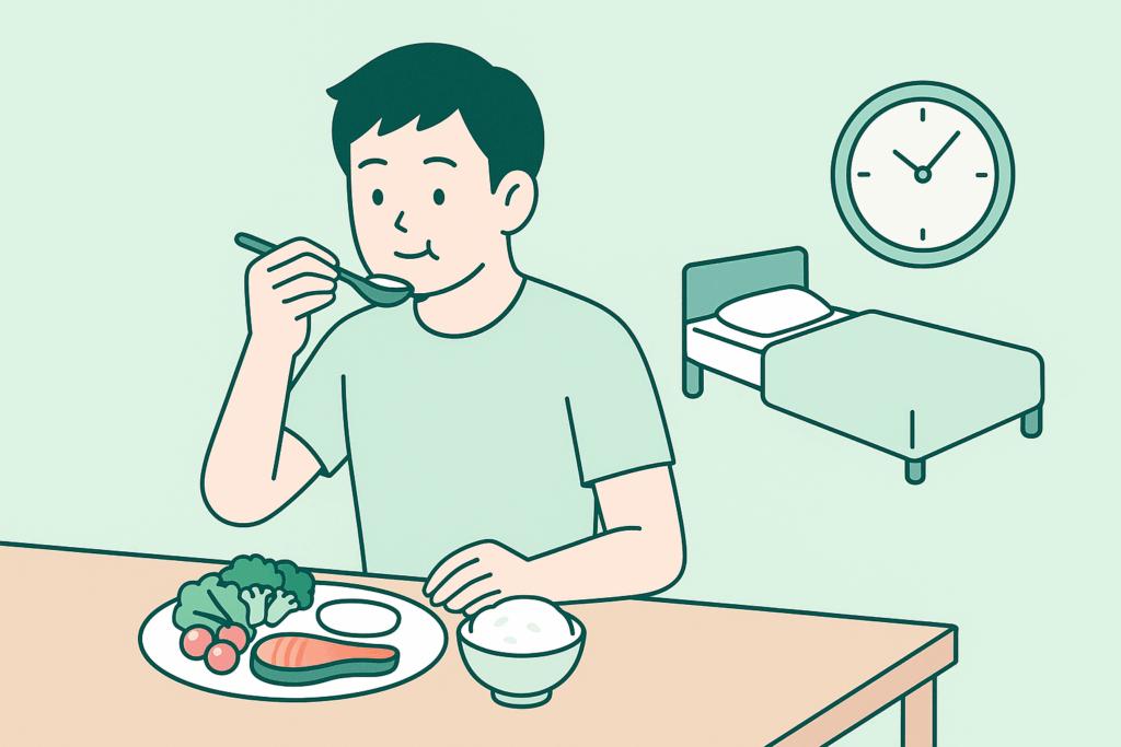 「生活習慣と食事の改善でギックリ腰を予防するセルフケアイラスト|岡山市たい整骨院」