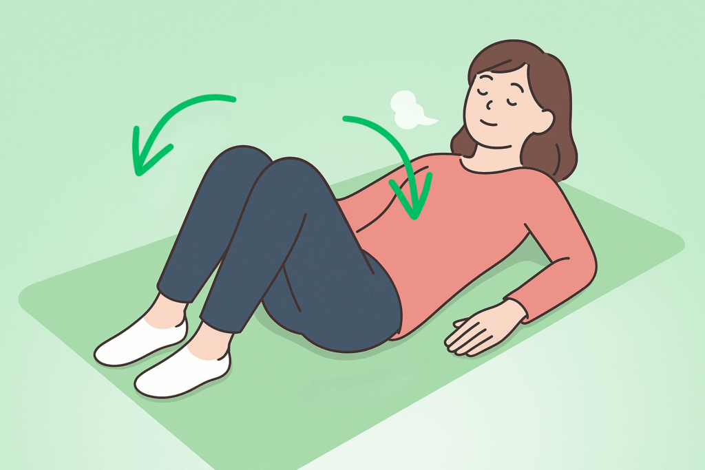 ギックリ腰予防の骨盤まわりストレッチイラスト｜岡山市たい整骨院 セルフケア