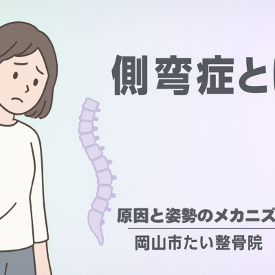 側弯症の原因と改善法を解説した画像｜岡山市たい整骨院