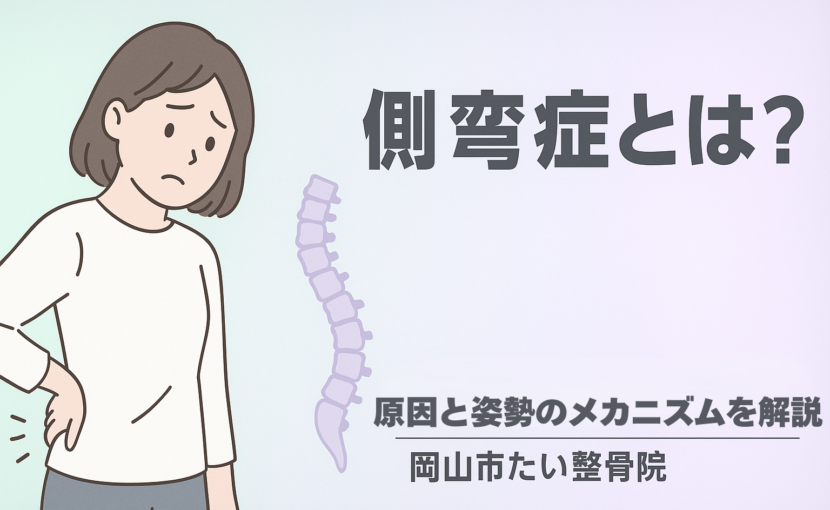 側弯症の原因と改善法を解説した画像｜岡山市たい整骨院
